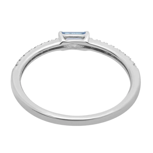 Blue Topaz & Lab Created White Sapphire Stacking Ring In 10K White Gold