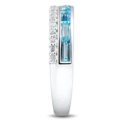 Blue Topaz & Lab Created White Sapphire Stack Ring In Sterling Silver