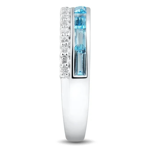 Blue Topaz & Lab Created White Sapphire Stack Ring In Sterling Silver