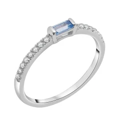 Blue Topaz & Lab Created White Sapphire Stacking Ring In 10K White Gold