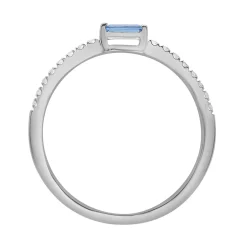Blue Topaz & Lab Created White Sapphire Stacking Ring In 10K White Gold