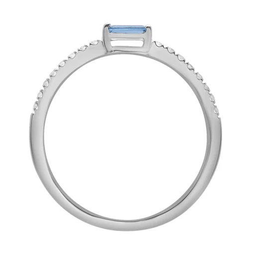 Blue Topaz & Lab Created White Sapphire Stacking Ring In 10K White Gold