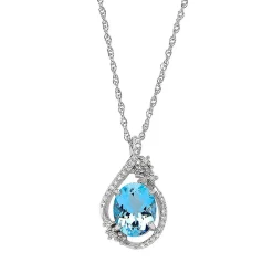 Blue Topaz And 1/10 Ct. Tw. Diamond Pendant In Sterling Silver