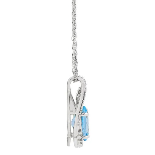 Blue Topaz And 1/10 Ct. Tw. Diamond Pendant In Sterling Silver