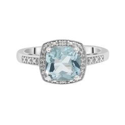 Blue Topaz And Diamond Accent Ring In Sterling Silver