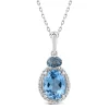 Blue Topaz And Diamond Accent Pendant In 10K White Gold