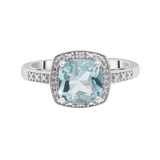 Blue Topaz And Diamond Accent Ring In Sterling Silver