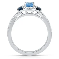 Blue Topaz And Diamond Accent Ring In 10K White Gold