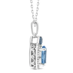 Blue Topaz And Diamond Accent Pendant In 10K White Gold