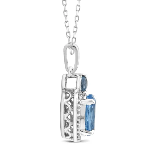 Blue Topaz And Diamond Accent Pendant In 10K White Gold
