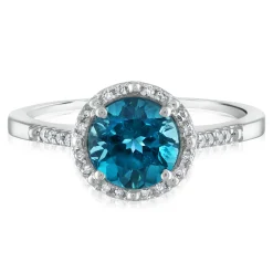 Blue Topaz And Diamond Ring In 10K Gold (1/7 Ct. Tw.)