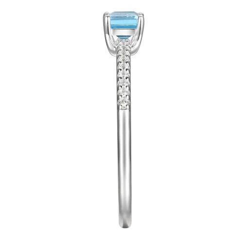 Blue Topaz And Lab Created White Sapphire Ring In Sterling Silver