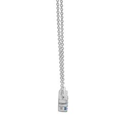 Blue Topaz Bar Necklace With Diamonds In Sterling Silver (1/10 Ct. Tw.)
