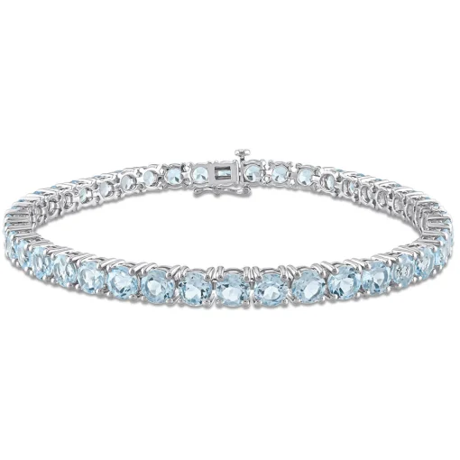 Blue Topaz Bracelet In Sterling Silver