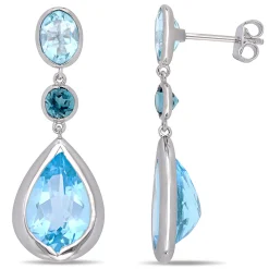 Blue Topaz Drop Earring In Sterling Silver