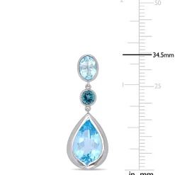 Blue Topaz Drop Earring In Sterling Silver