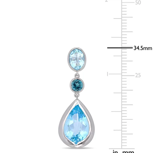 Blue Topaz Drop Earring In Sterling Silver