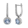 Blue Topaz Drop Earrings With Lab Created White Sapphires In 10K White Gold