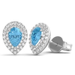 Blue Topaz Earrings With Lab Created White Sapphires In Sterling Silver