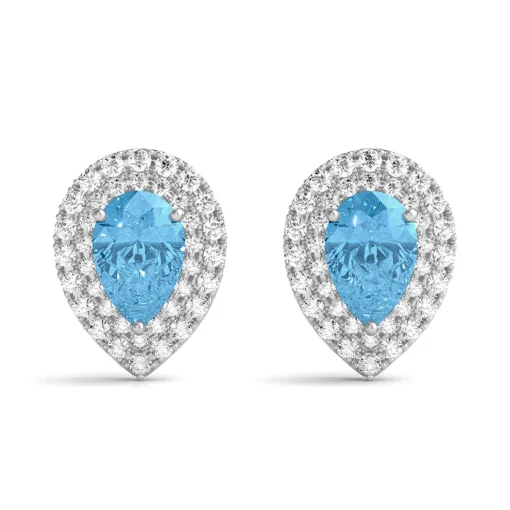 Blue Topaz Earrings With Lab Created White Sapphires In Sterling Silver