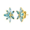 Blue Topaz Floral Earrings In 10K Yellow Gold