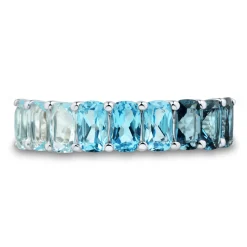 Blue Topaz Ombre Stack Ring In Sterling Silver