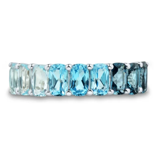 Blue Topaz Ombre Stack Ring In Sterling Silver