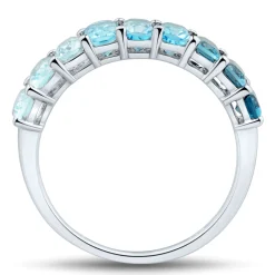 Blue Topaz Ombre Stack Ring In Sterling Silver
