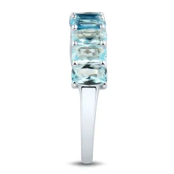 Blue Topaz Ombre Stack Ring In Sterling Silver