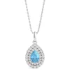 Blue Topaz Pendant With Lab Created White Sapphires In Sterling Silver