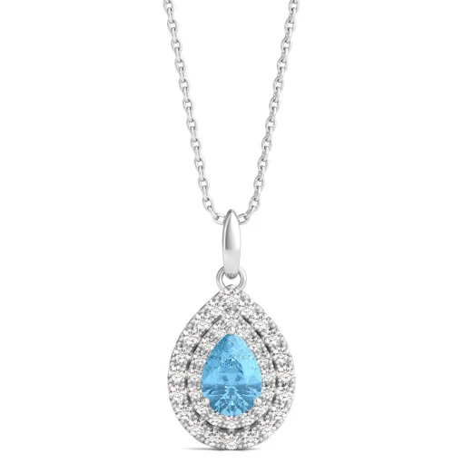 Blue Topaz Pendant With Lab Created White Sapphires In Sterling Silver