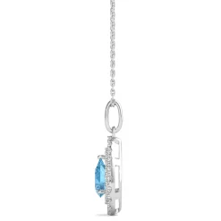 Blue Topaz Pendant With Lab Created White Sapphires In Sterling Silver
