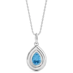 Blue Topaz Pendant With Lab Created White Sapphires In Sterling Silver