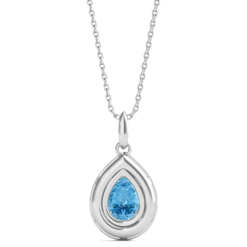 Blue Topaz Pendant With Lab Created White Sapphires In Sterling Silver