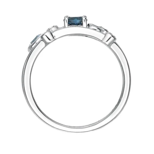 Blue Topaz, Swiss Blue Topaz & Lab Created White Sapphire Orbit Stack Ring Set In Sterling Silver