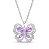 Butterfly Pendant With Lab-Created Pink Sapphires And Lab-Created White Sapphires In Sterling Silver