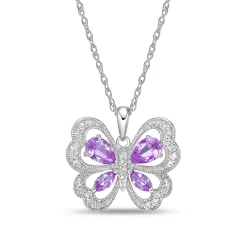 Butterfly Pendant With Lab-Created Pink Sapphires And Lab-Created White Sapphires In Sterling Silver
