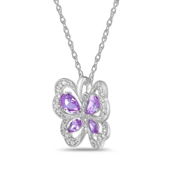 Butterfly Pendant With Lab-Created Pink Sapphires And Lab-Created White Sapphires In Sterling Silver