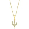 Cactus Pendant With Diamond Accents In 10K Yellow Gold