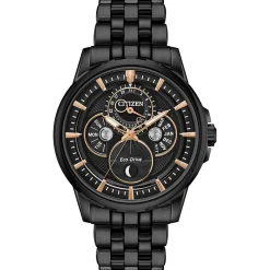 Calendrier Moonphase Men's Watch In Black Ion-Plated Stainless Steel