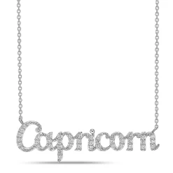 Capricorn Lab Created White Sapphire Necklace In Sterling Silver