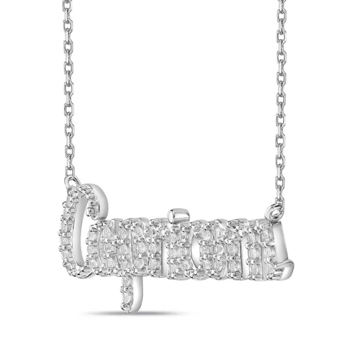 Capricorn Lab Created White Sapphire Necklace In Sterling Silver