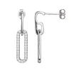Chain Link Earrings With Lab Created White Sapphires In Sterling Silver