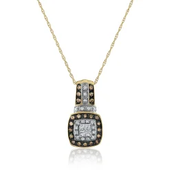 Champagne & White Diamond Pendant In Sterling Silver