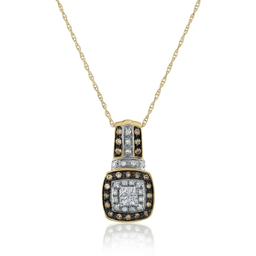 Champagne & White Diamond Pendant In Sterling Silver