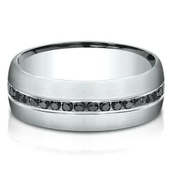 Channel-Set Black Diamond Ring In 14K White Gold (3/8 Ct. Tw.)
