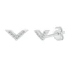 Chevron Earrings With Diamond Accents In 10K White Gold