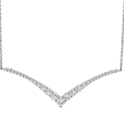 Chevron Necklace With Pave Diamonds In 10K White Gold (1 Ct. Tw.)
