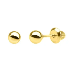 Children's Ball Stud Earrings In 14K Yellow Gold