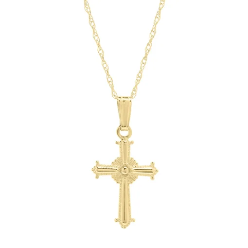 Children's Beaded Cross In 14K Yellow Gold